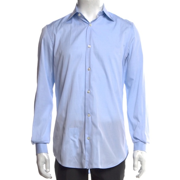 Men's Battistoni Blue Cotton Dress Shirt EU 38 (UK/US 15)